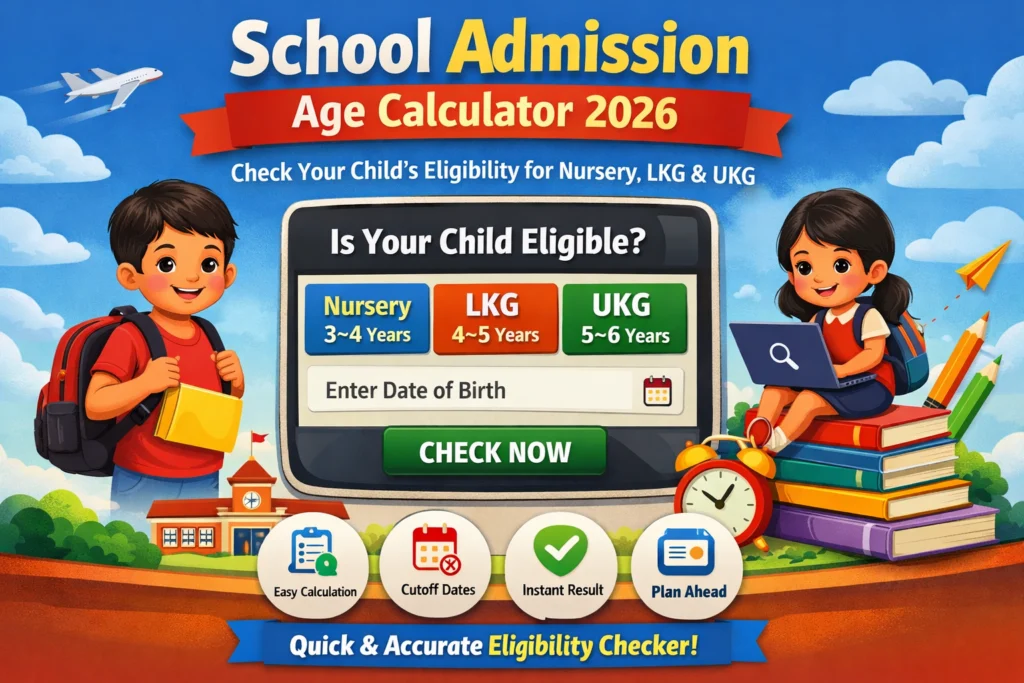 School Admission Age Calculator 2026 – Check Your Child Eligibility