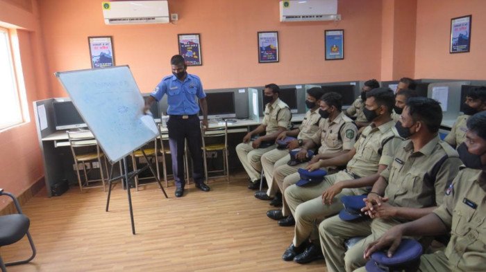 Police personnel attending a training session in Andhra Pradesh