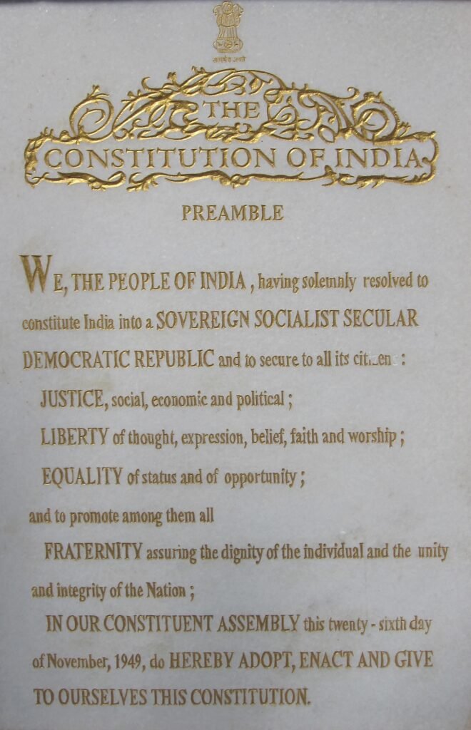 Preamble of the Constitution of India illustrating the legal framework behind adulthood and citizenship