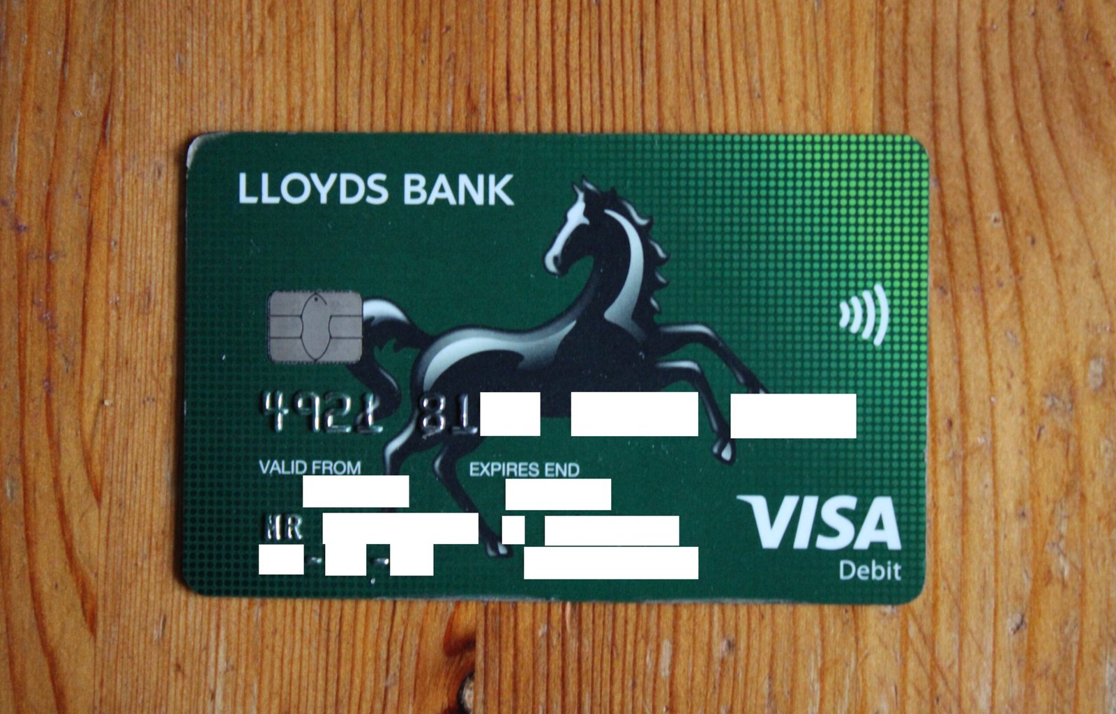 Debit card example illustrating ATM and debit card access