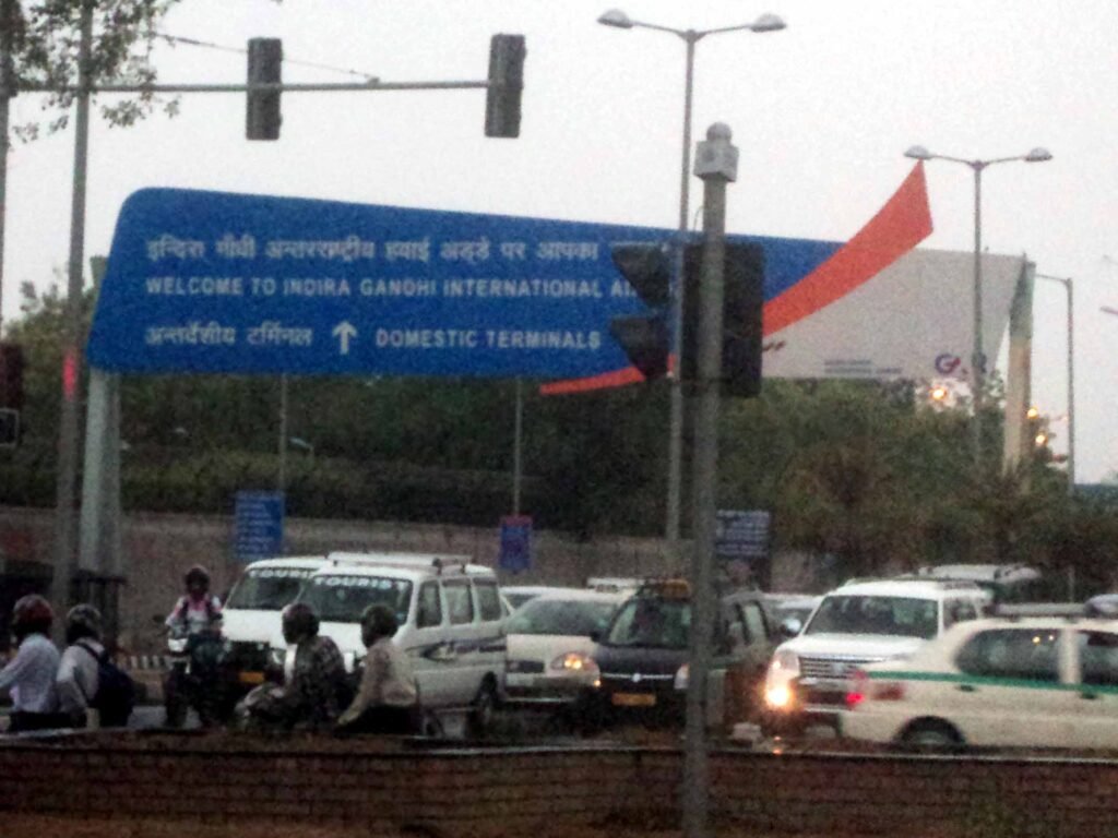 Entrance to the domestic terminal at Indira Gandhi International Airport in Delhi