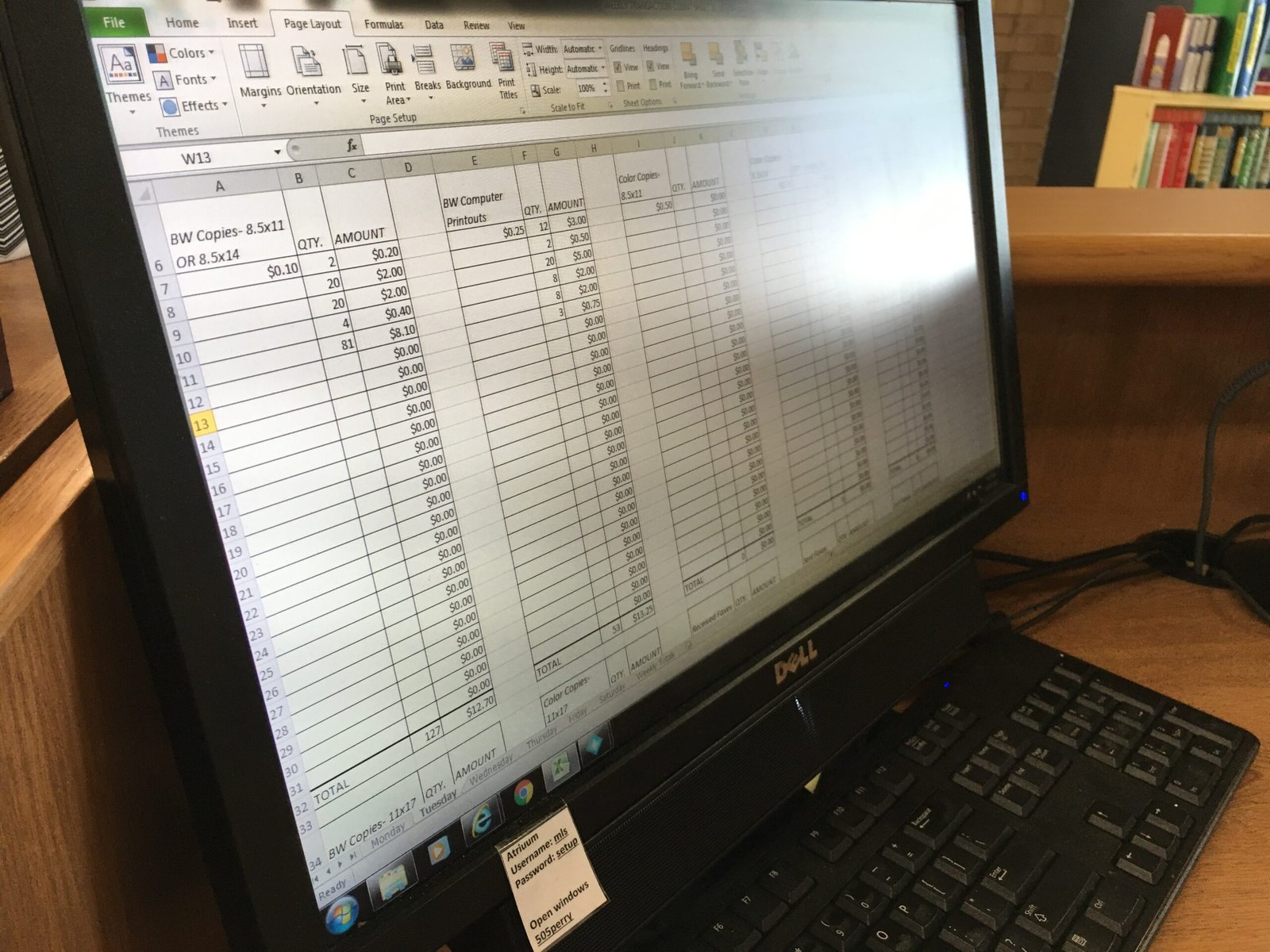 Microsoft Excel spreadsheet showing a tabular worksheet