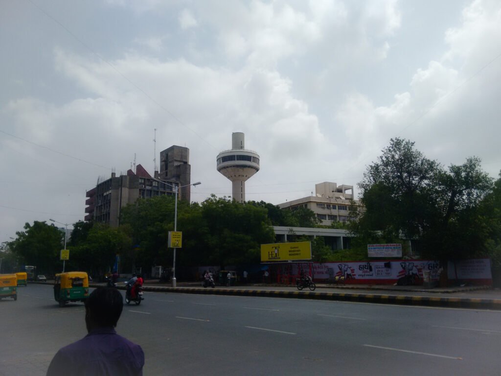 Ashram Road in Ahmedabad, Gujarat with road traffic