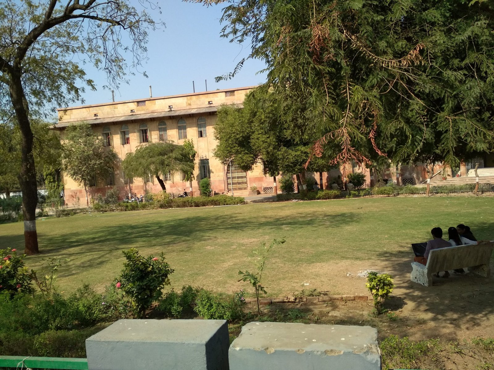 Gujarat University building and garden in Ahmedabad, Gujarat