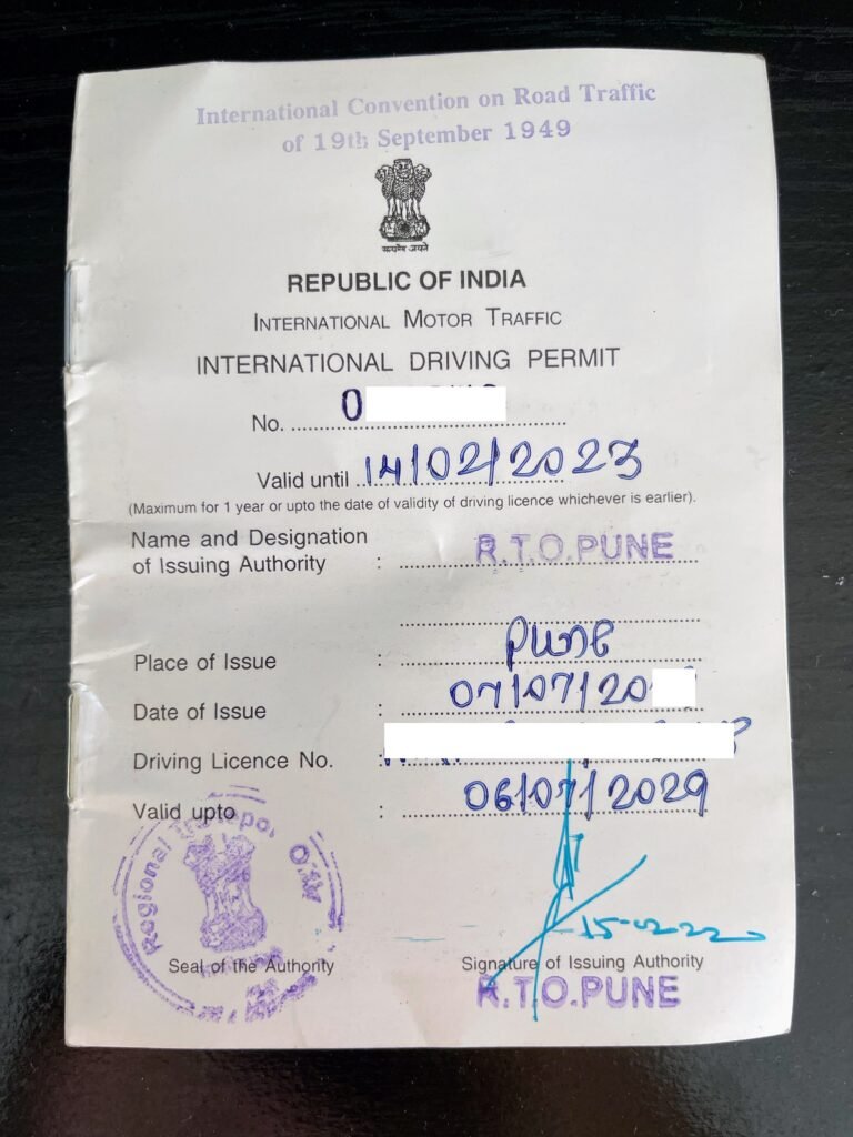 International Driving Permit issued in India
