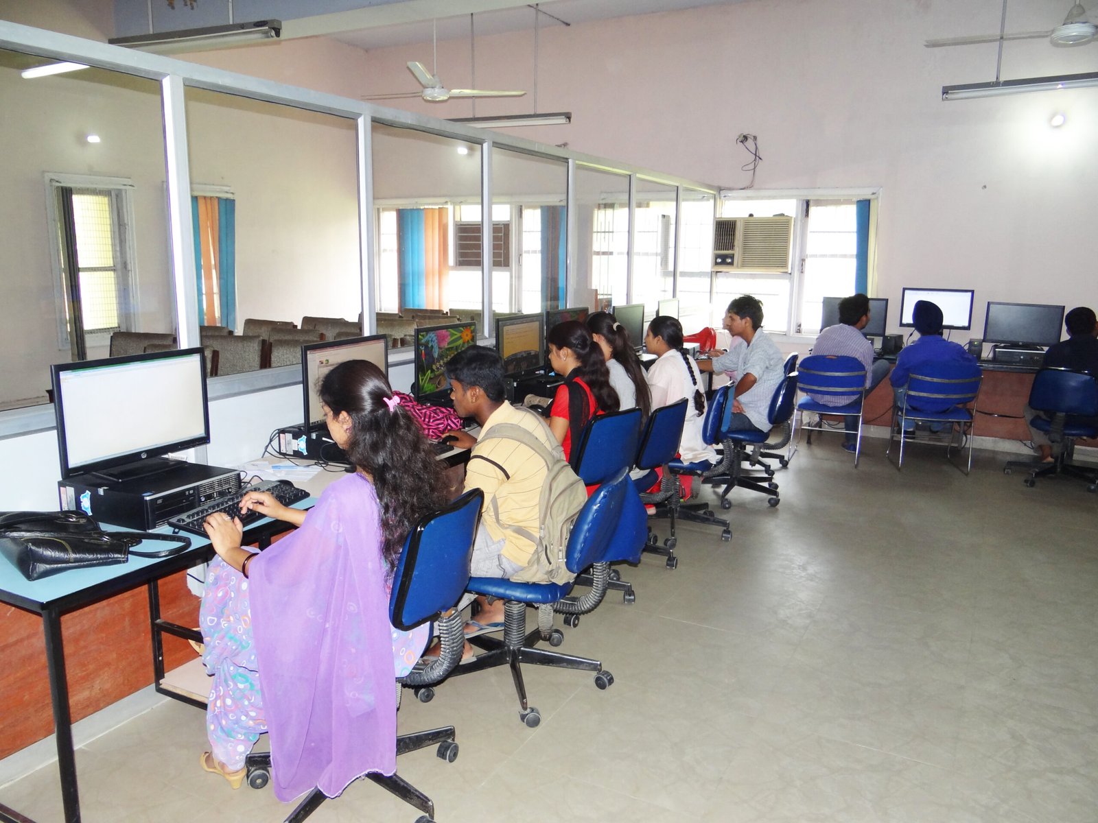Students attending a skill development computer training session in Chandigarh