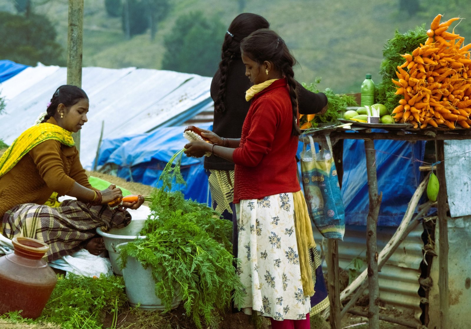 Indian women selling fresh produce, illustrative image for Lakhpati Didi