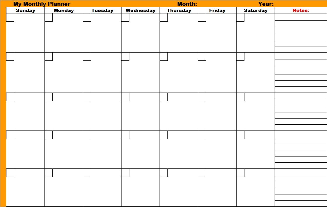 Monthly calendar planner illustrating how calendar months differ from fixed week counts