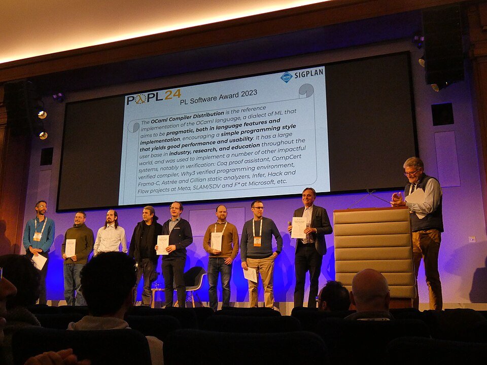 OCaml development team receiving an award at POPL 2024