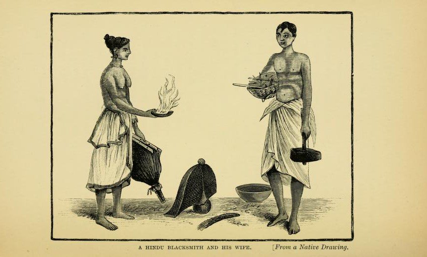 Traditional Indian blacksmith couple at work, illustrating an artisan trade covered by PM Vishwakarma