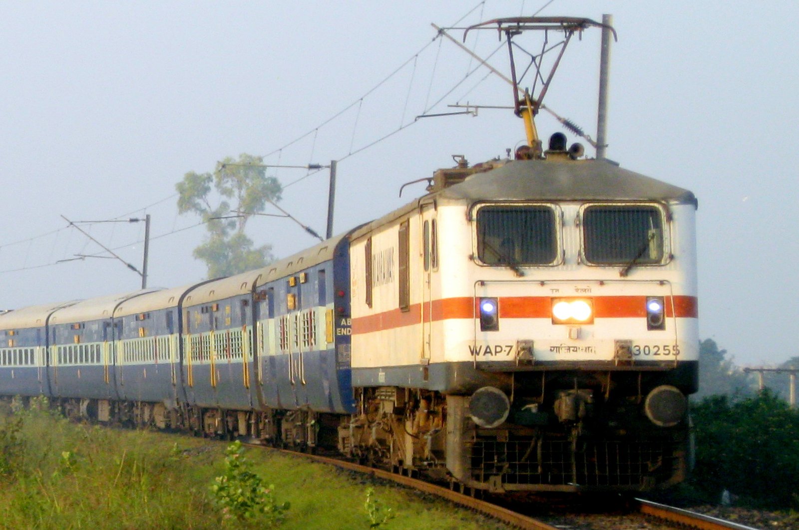 Indian Railways WAP-7 electric locomotive hauling a passenger train