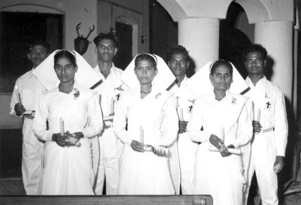 Group of graduate nurses in Bihar, India, 1957, historical illustrative image