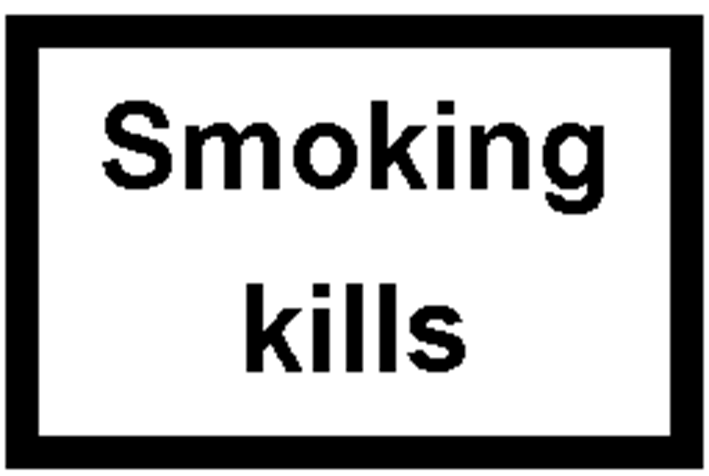 Smoking health warning graphic illustrating tobacco-control information