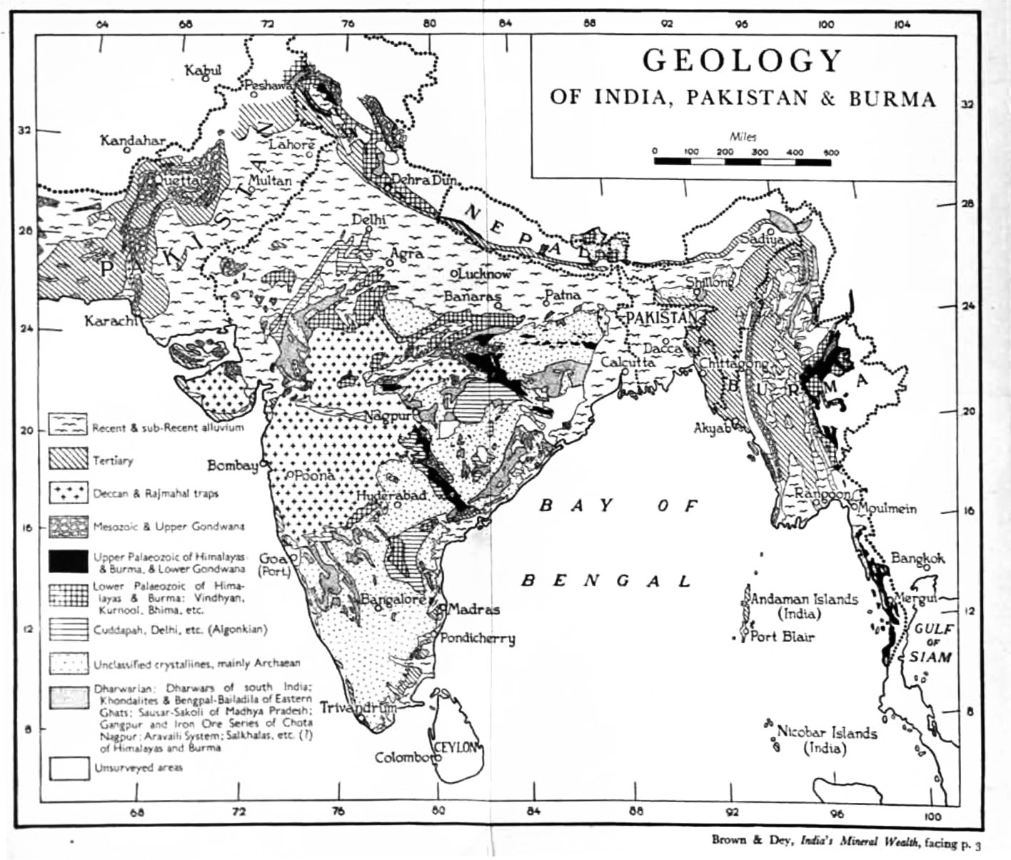 Historical geology map of India