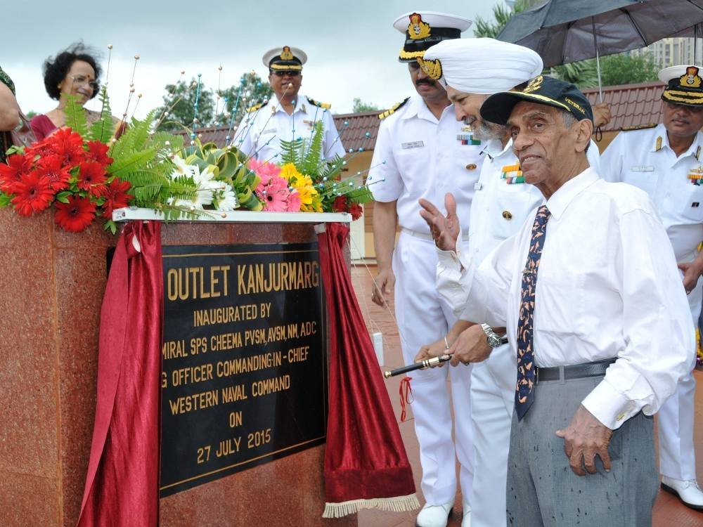 Indian Naval officers at the inauguration of an Indian Naval Canteen Service outlet