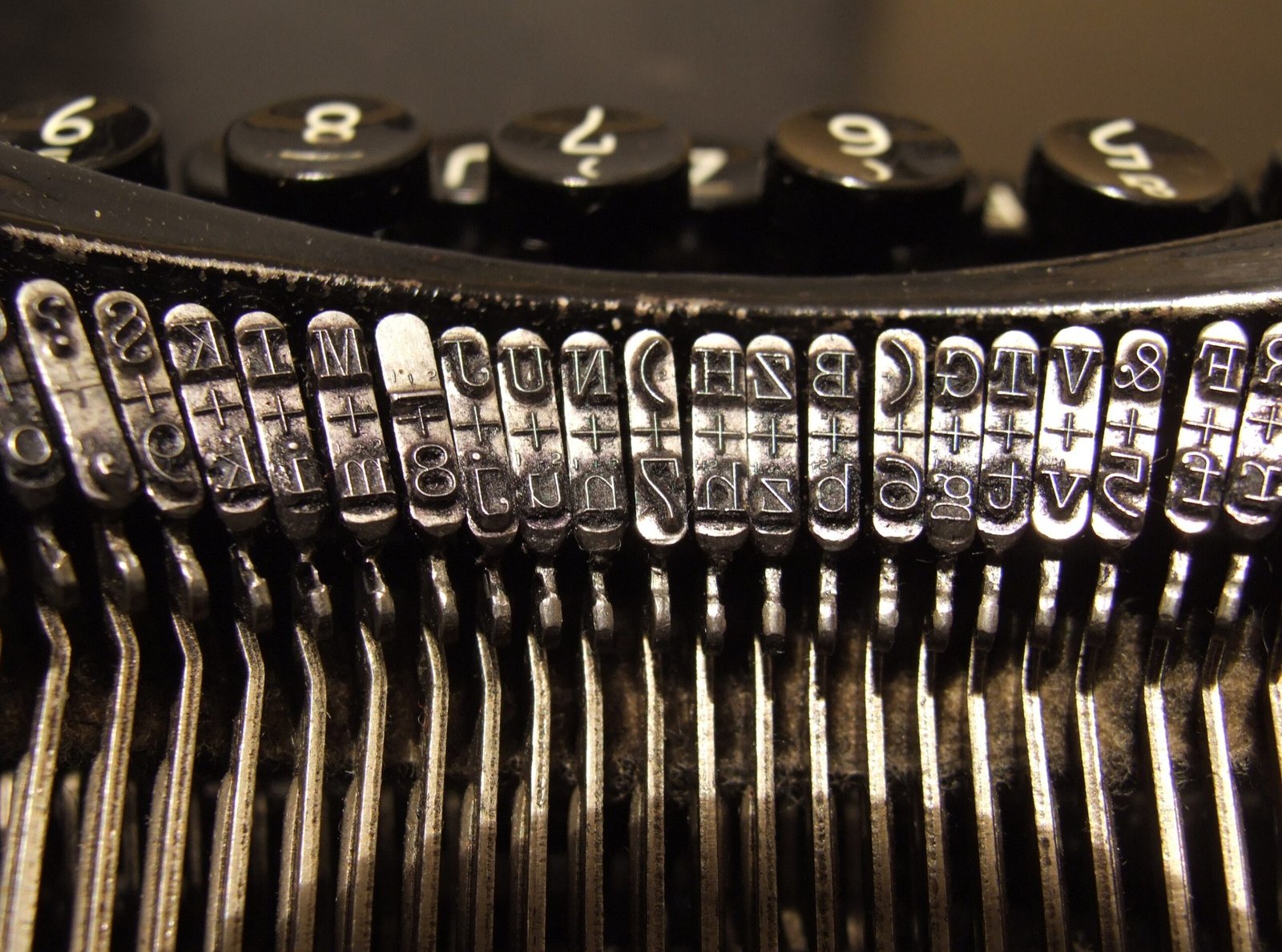 Mechanical typewriter keys used for typing practice