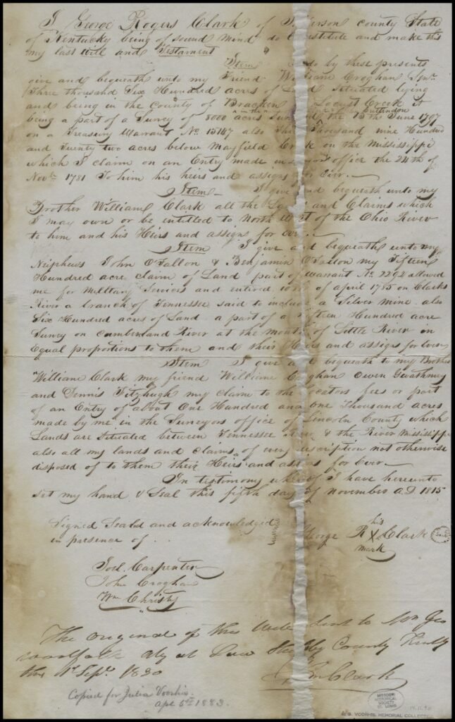 Historical handwritten last will and testament document with signatures