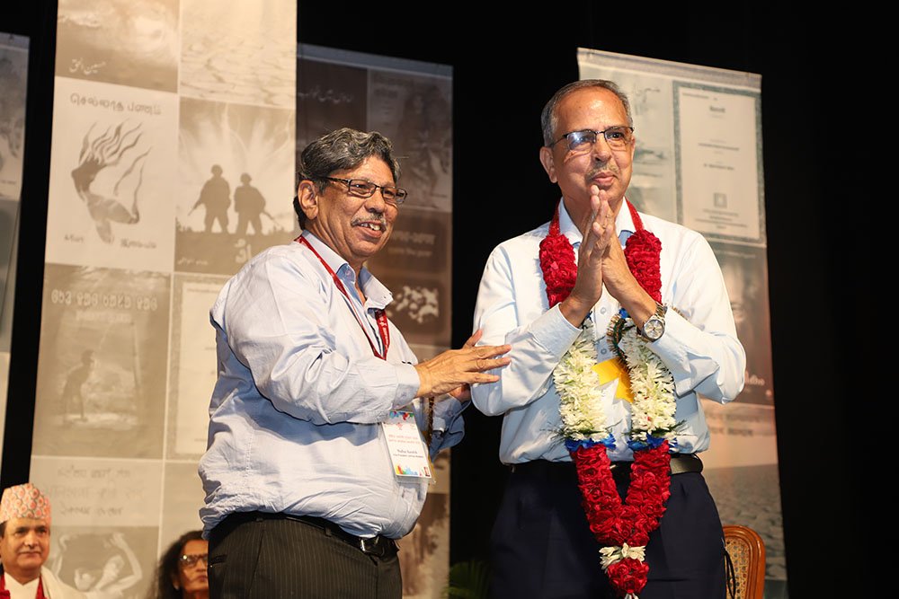 Sahitya Akademi award presentation at a literary event